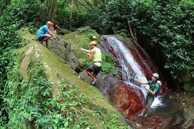 Full-Day Zipline and Waterfall Rappelling Adventure Near San Juan - The real workout: upriver hiking, rope climbing, and slippery sections