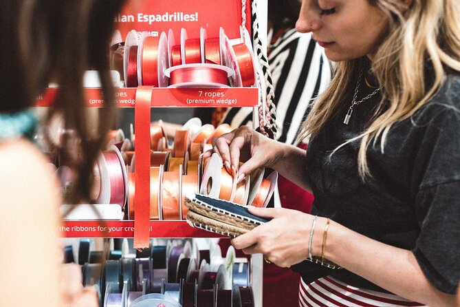 Make Authentic Espadrilles in San Juan - Stop 3 at the Workshop Tables: Stitching Your Pair and Learning Lacing