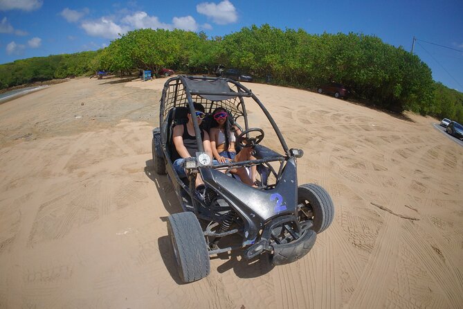 Piñones Beach Buggy + El Yunque Waterfall Adventure - In-The-Moment Convenience: Vehicle, Water, Snacks, and Media Pack