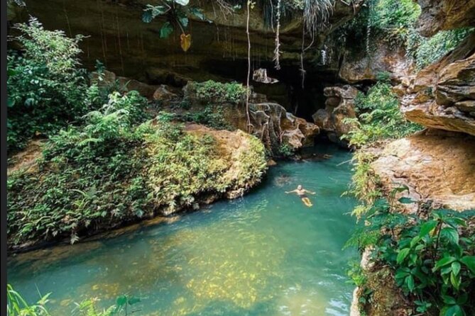 Rainforest Caves and Waterfalls Exploration with Transportation - A Remote Cave Swim Start at Charco Azul Canyon